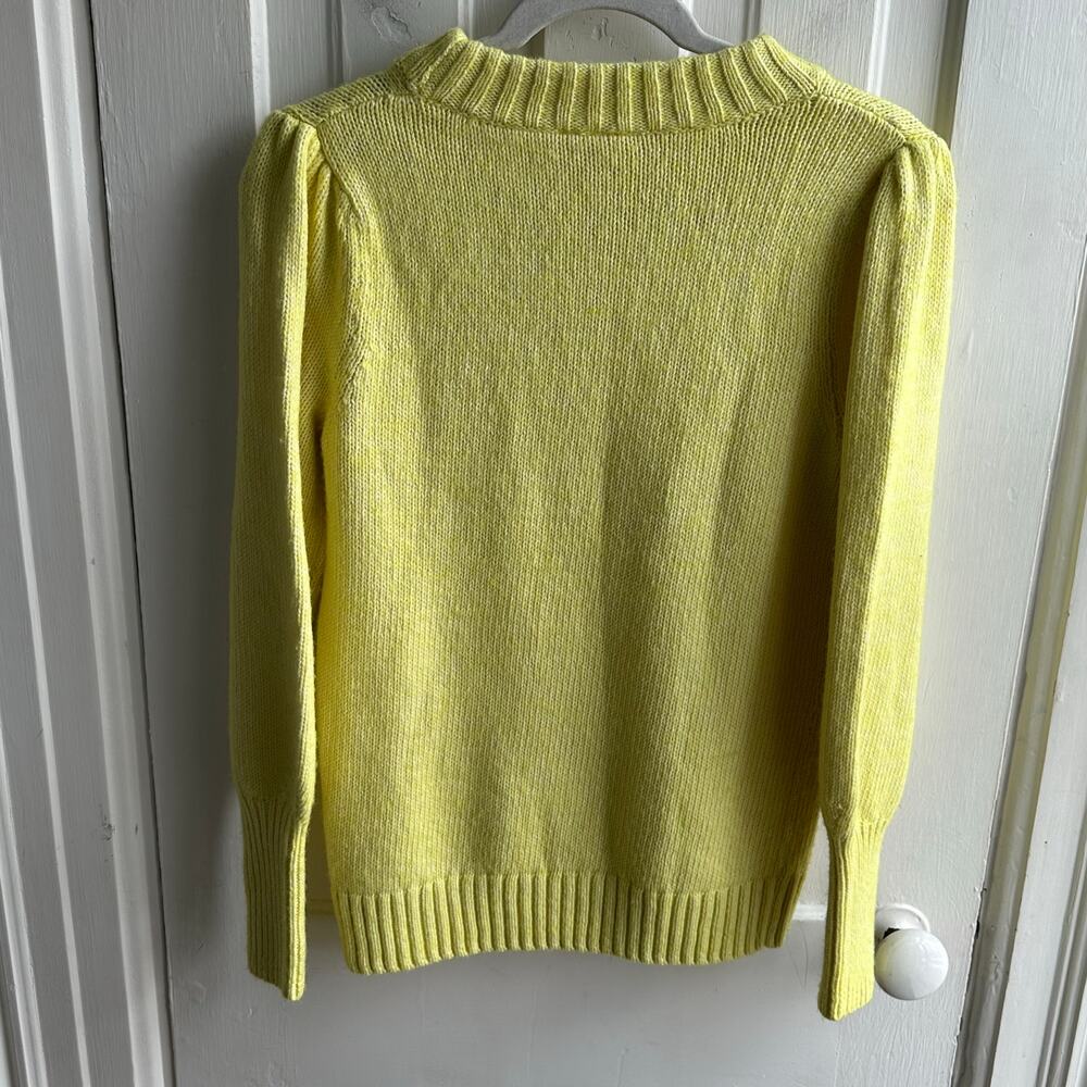 GAP Puff Sleeve Crewneck Sweater | Radioactive Yellow | Size Small - Picture 4 of 8